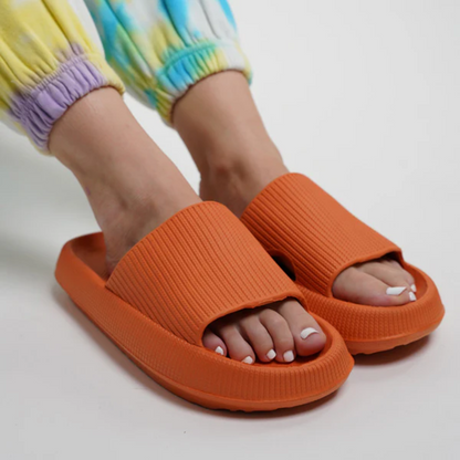 Women's slippers – Open toe – Quilted sole – Non-slip mule style