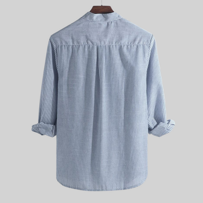 Shirt for men – Relaxed fit – Breathable fabric – Striped – Rolled long sleeves