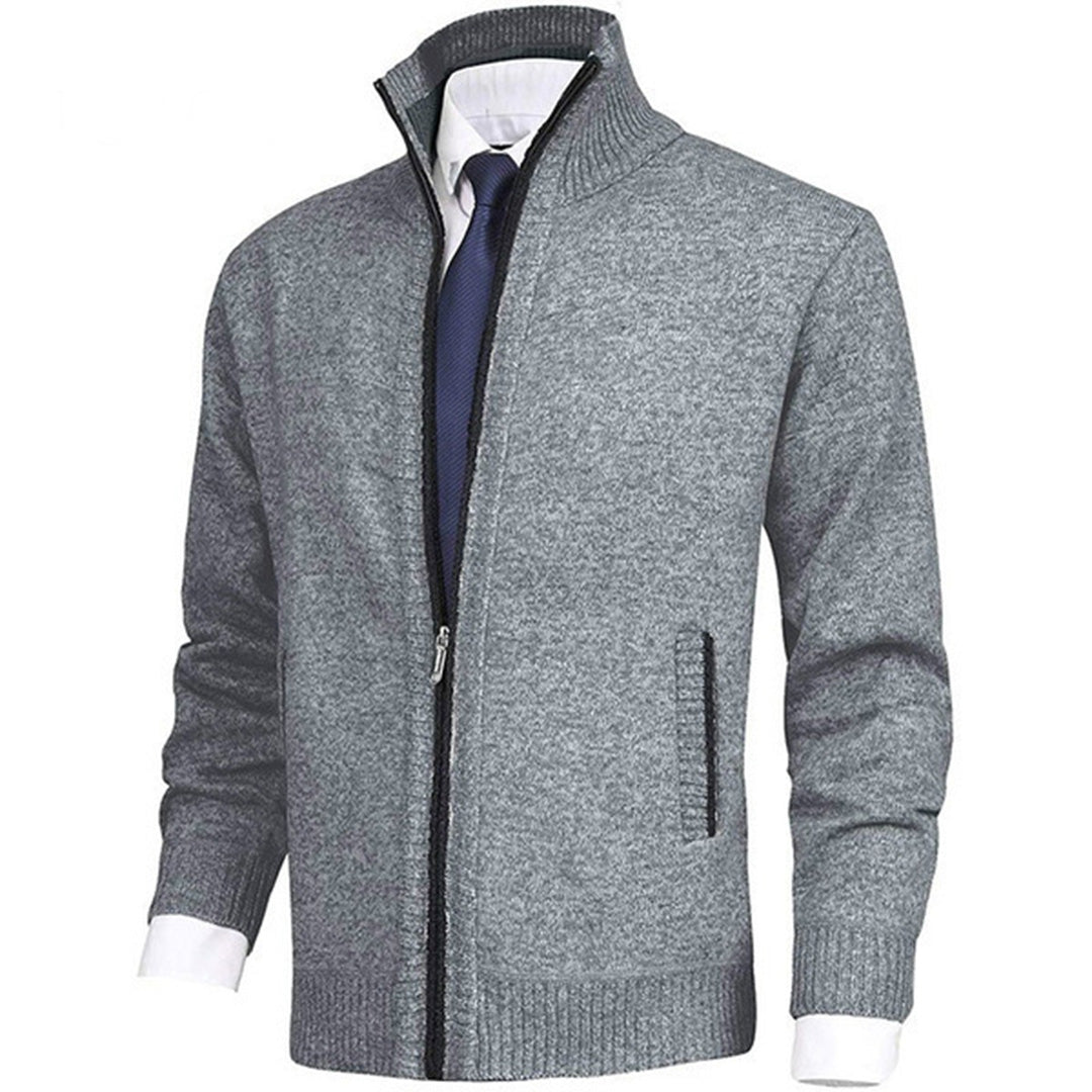 Jaxon Full Zip Cardigan | Stand Collar, Contrast Trim Cardigan