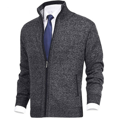 Jaxon Full Zip Cardigan | Stand Collar, Contrast Trim Cardigan