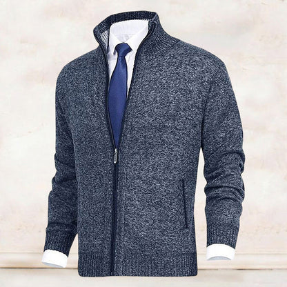 Jaxon Full Zip Cardigan | Stand Collar, Contrast Trim Cardigan