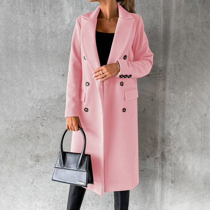 Women's Coat - Wool Blend - Structured Cut - Knee Length - Shawl Collar