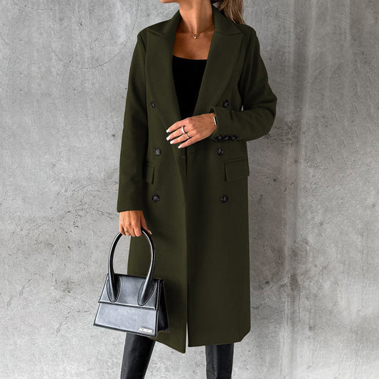Women's Coat - Wool Blend - Structured Cut - Knee Length - Shawl Collar