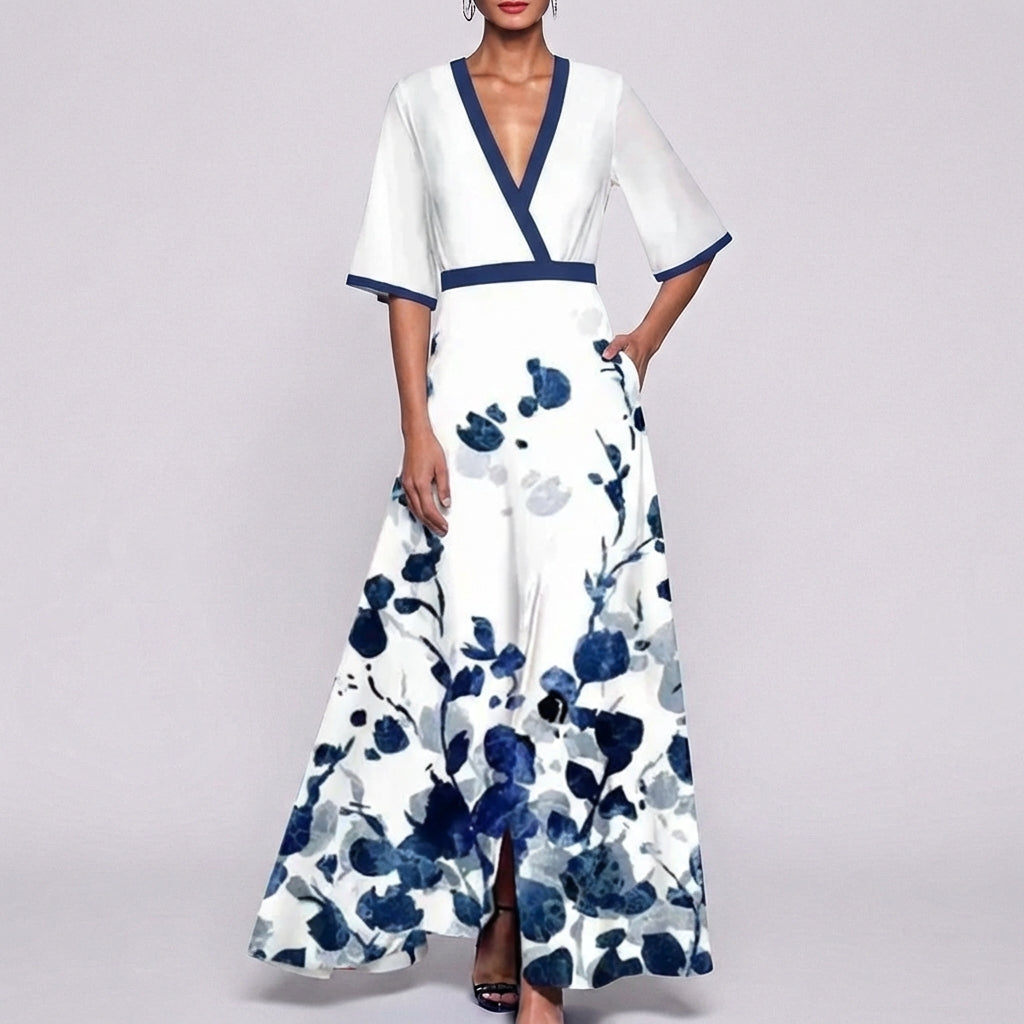 A-Line Wrap Maxi Dress for Women – Elegant Evening Style