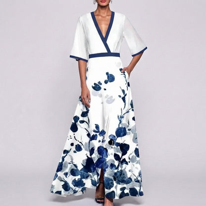 A-Line Wrap Maxi Dress for Women – Elegant Evening Style