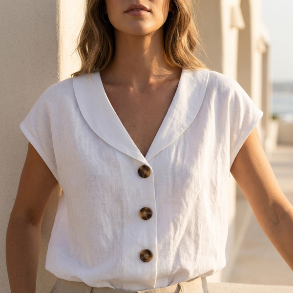 Button-Front Blouse for Women – Breathable Comfort & Style