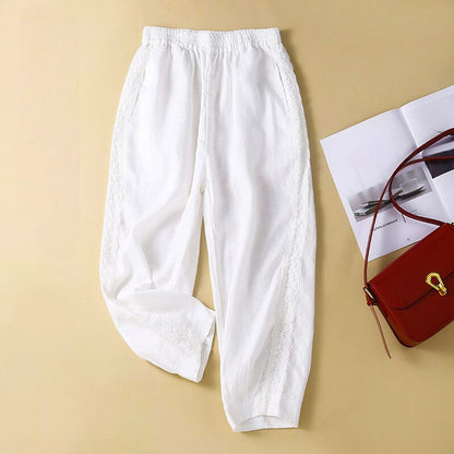 Cropped Linen Pants for Women – Easy Pull-On Comfort