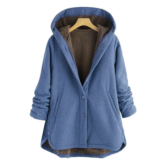 Women's Jacket – Oversized Cut – Soft Lining – Hood – Button Closure