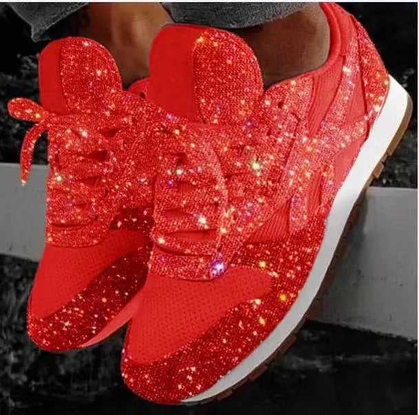 Women's Sneakers – Shiny Sequins Design – Low-cut – Casual Comfort Shoes