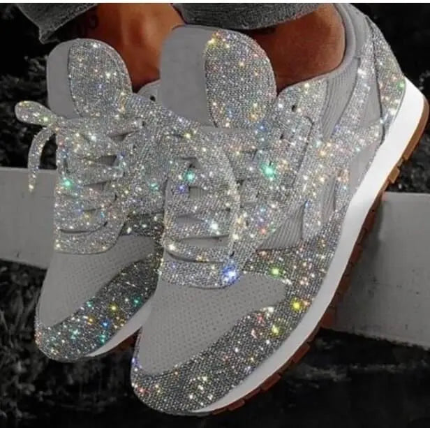 Women's Sneakers – Shiny Sequins Design – Low-cut – Casual Comfort Shoes