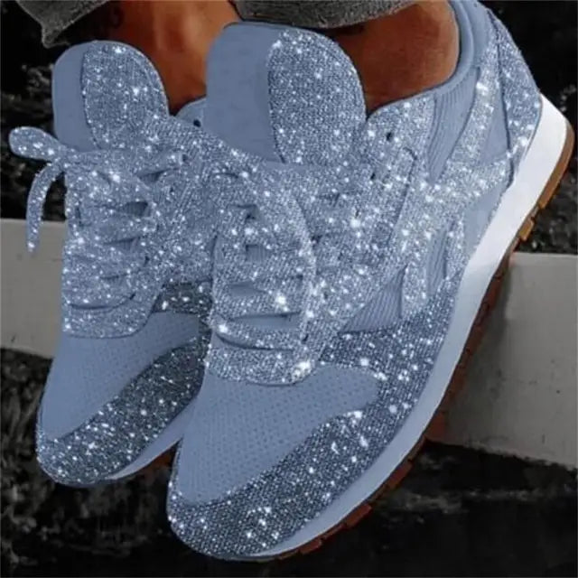 Women's Sneakers – Shiny Sequins Design – Low-cut – Casual Comfort Shoes