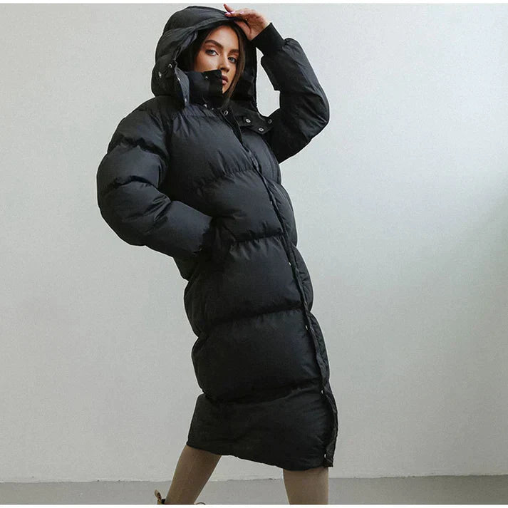 Emma Hooded Longline Puffer Jacket | Quilted Winter Jacket