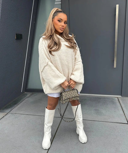 Imogen Oversized Turtleneck Sweater | Ribbed Turtleneck Sweater