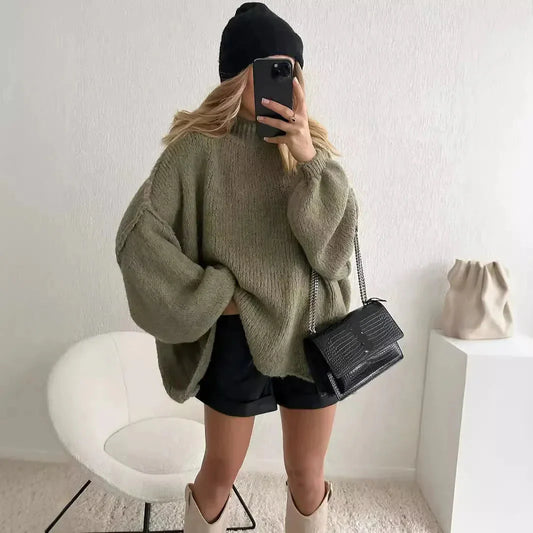 Imogen Oversized Turtleneck Sweater | Ribbed Turtleneck Sweater
