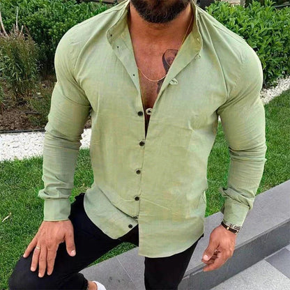 Men's shirt – Slim fit – Long sleeves – Natural fibers – Casual chic style