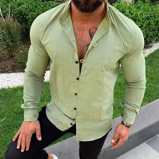 Men's shirt – Slim fit – Long sleeves – Natural fibers – Casual chic style