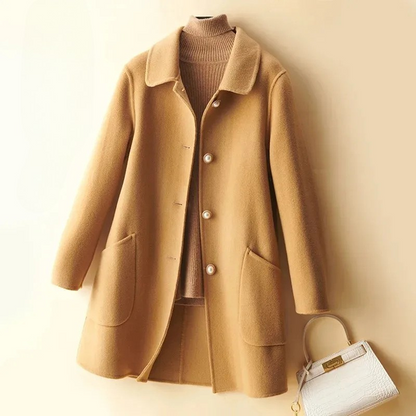 Giulia A-Line Coat | Mid-Thigh Length Button Front Coat