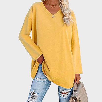 Caterina Oversized Tunic Top | V-Neck High-Low Hem Tunic Top