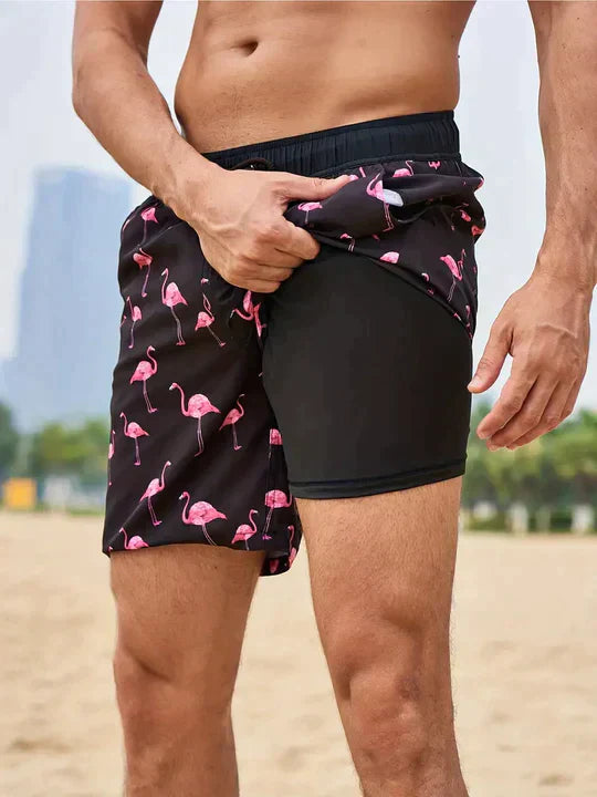 Men's swim trunks  – Quick-drying – Mid-thigh cut – Compression lining