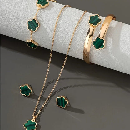 Alessia Four-Piece Set | Necklace, Earrings, Bracelet & Bangle Set