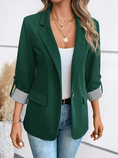 Angela Relaxed Fit Blazer | Notch Lapel, Patch Pockets Blazer