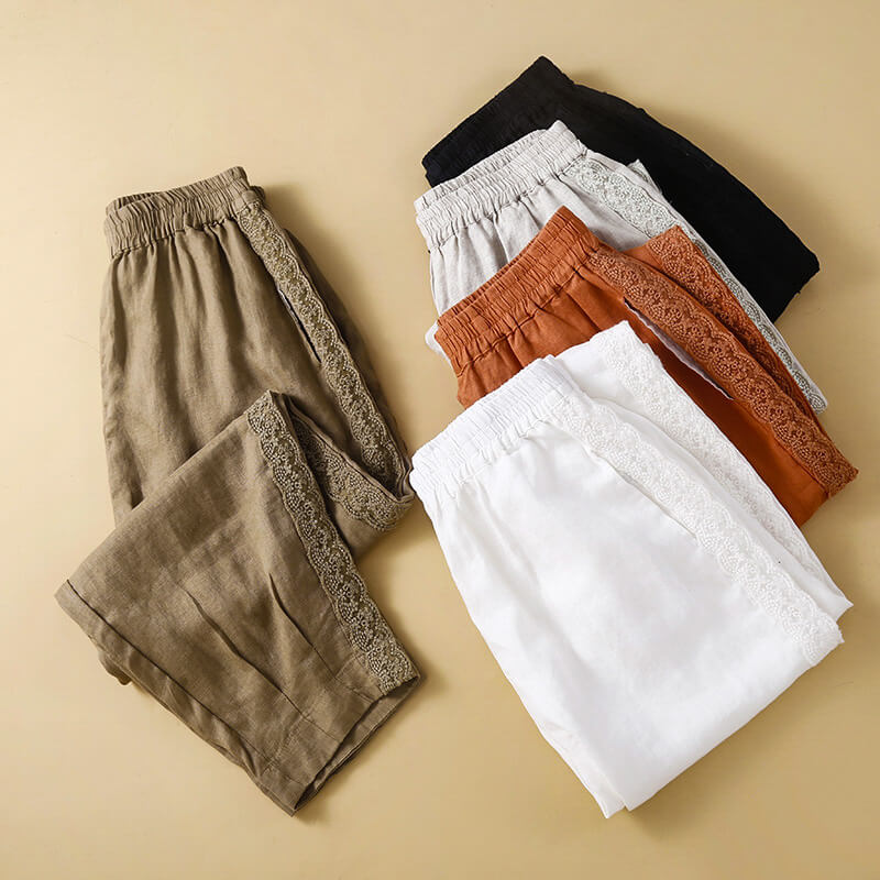 Cropped Linen Pants for Women – Easy Pull-On Comfort
