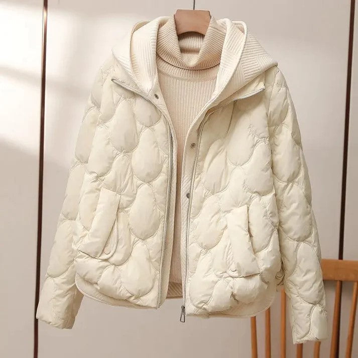 Women Jacket - Synthetic Fabric - Stand Collar - Hip Length