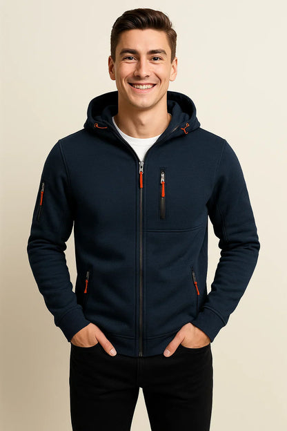 Adam Regular Fit Zip-Up Hoodie | Drawstring And Pockets Hoodie