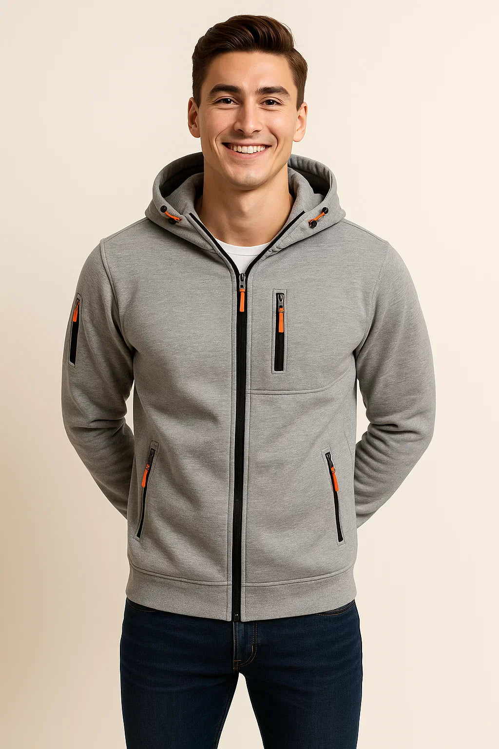 Adam Regular Fit Zip-Up Hoodie | Drawstring And Pockets Hoodie