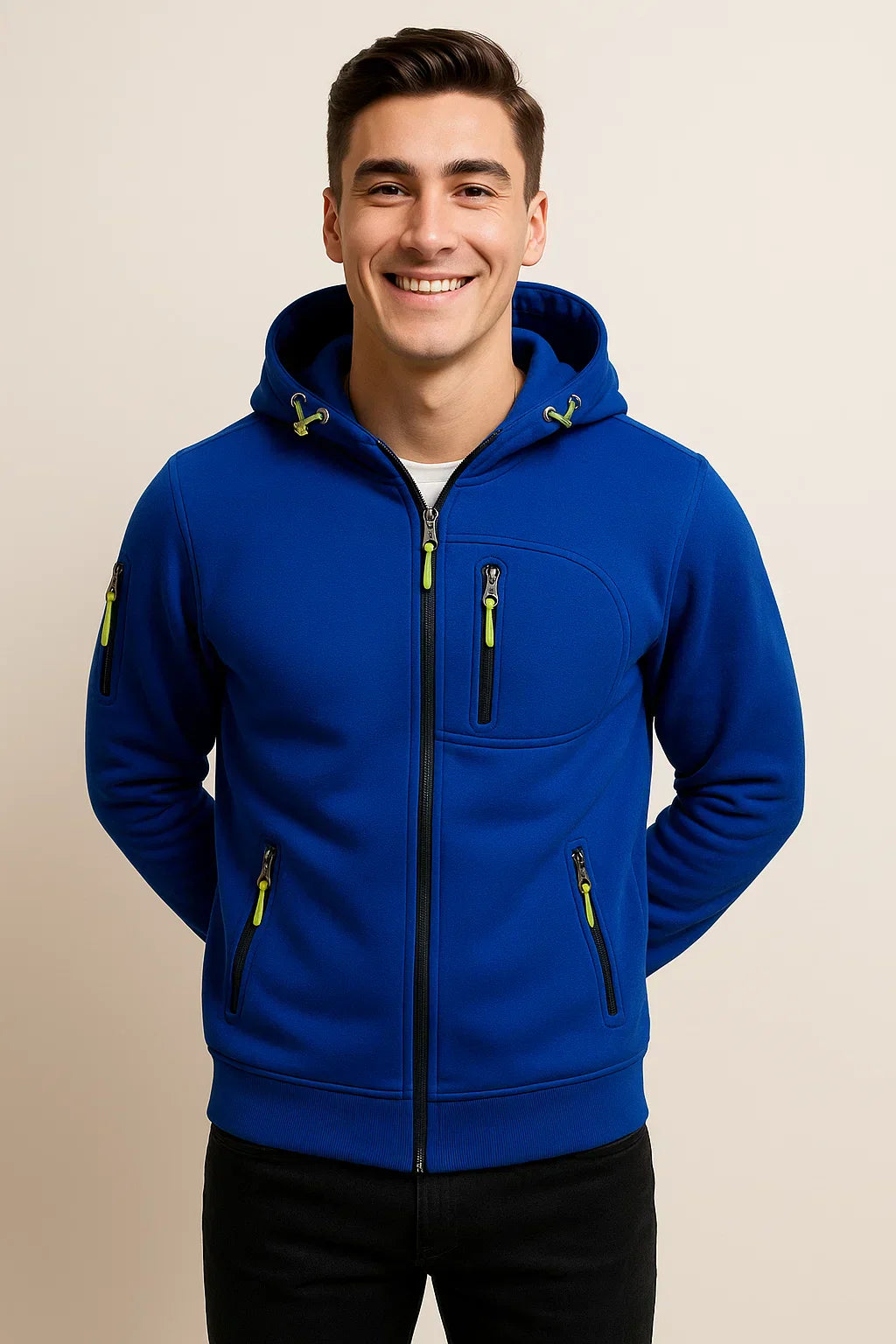 Adam Regular Fit Zip-Up Hoodie | Drawstring And Pockets Hoodie