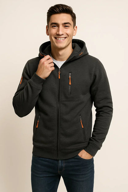 Adam Regular Fit Zip-Up Hoodie | Drawstring And Pockets Hoodie