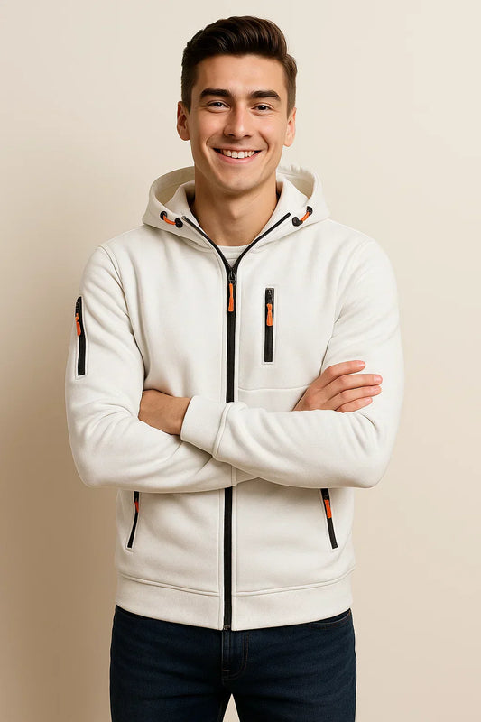 Adam Regular Fit Zip-Up Hoodie | Drawstring And Pockets Hoodie