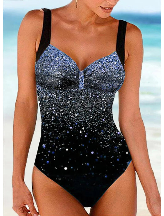 Women's 1-piece swimsuit – Shaping cut – Built-in bra – Shiny sequins