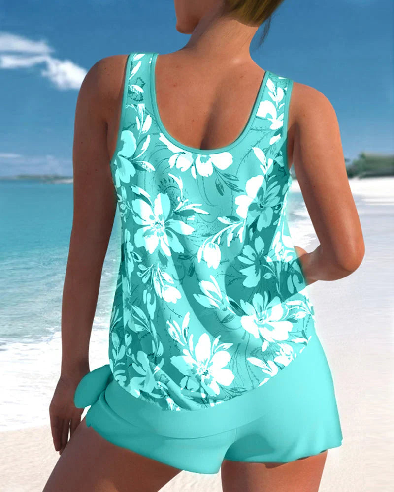 Women's Tankini – Relaxed Fit – Breathable Fabric – Floaty Top and Mid-Thigh Shorts