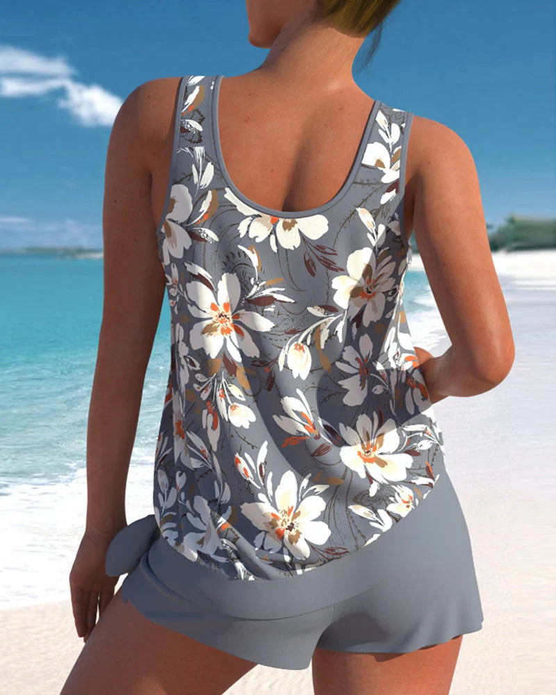 Women's Tankini – Relaxed Fit – Breathable Fabric – Floaty Top and Mid-Thigh Shorts