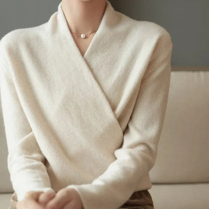 Chiara Relaxed Fit Pullover | V-Neck Wrap Front Pullover
