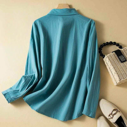 Embroidered Button-Up Shirt for Women – Casual & Relaxed Comfort