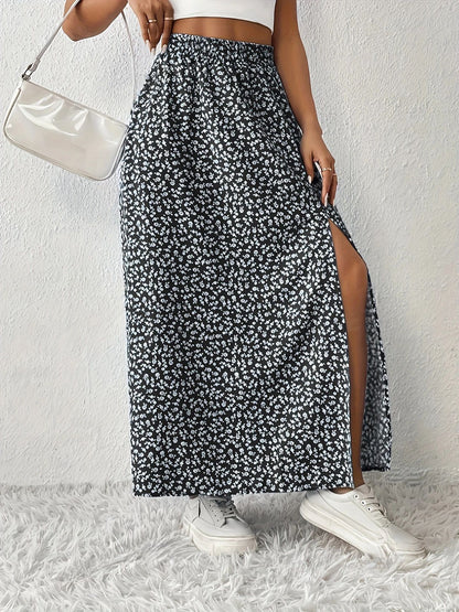Long slit skirt for women - Floral print