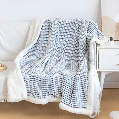 Sherpa Waffle Throw Blanket With Cozy Sherpa Lining