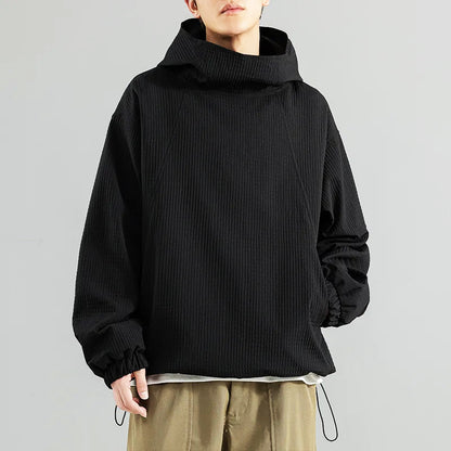 William Oversized Hoodie | Funnel Neck, Ribbed Texture Hoodie