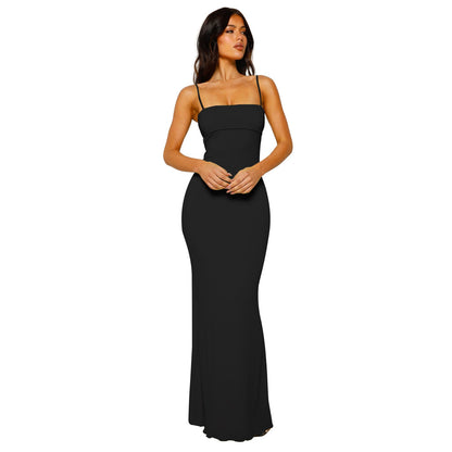 Robe longue moulante femme – Tissu fluide – Décolleté bustier – Tenue soirée élégante