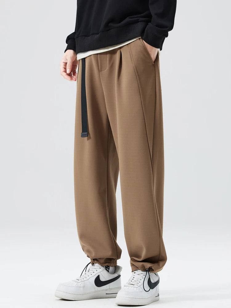 Isaac Wide-Leg Trousers | Pleated Belted Trousers