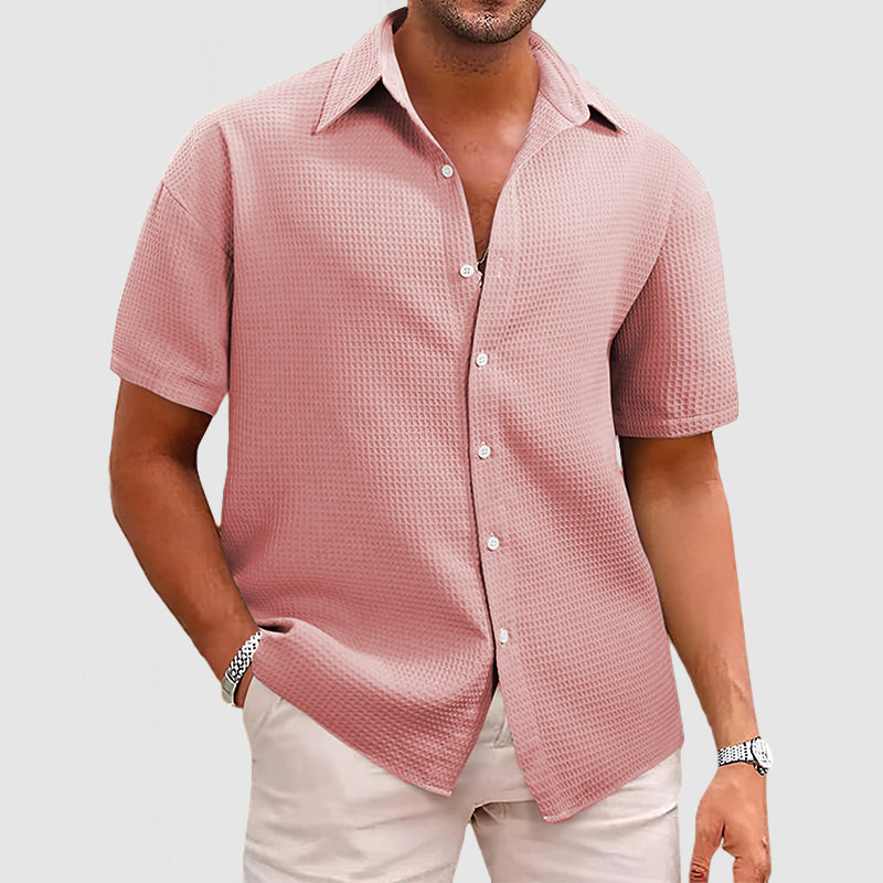 Men's short-sleeve shirt – Relaxed fit – Textured knit – Breathable fabric