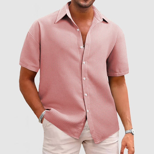 Men's short-sleeve shirt – Relaxed fit – Textured knit – Breathable fabric
