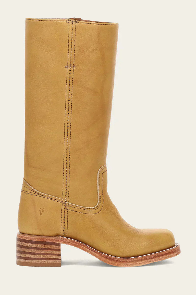 Lucia Leather Mid-Calf Western Boots | Stacked Heel Boots