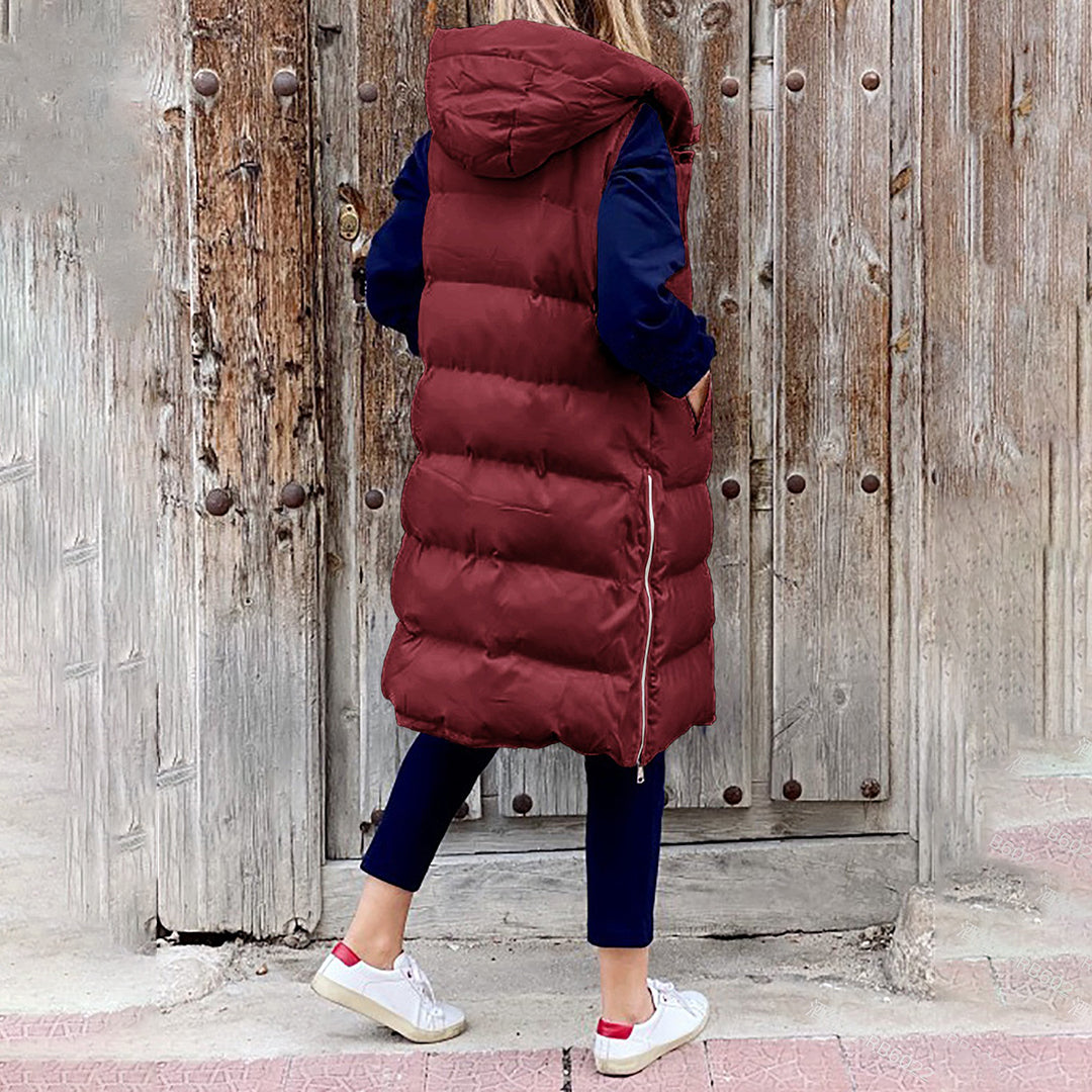 Chiara Hooded Puffer Vest | Quilted With Pockets Puffer Vest