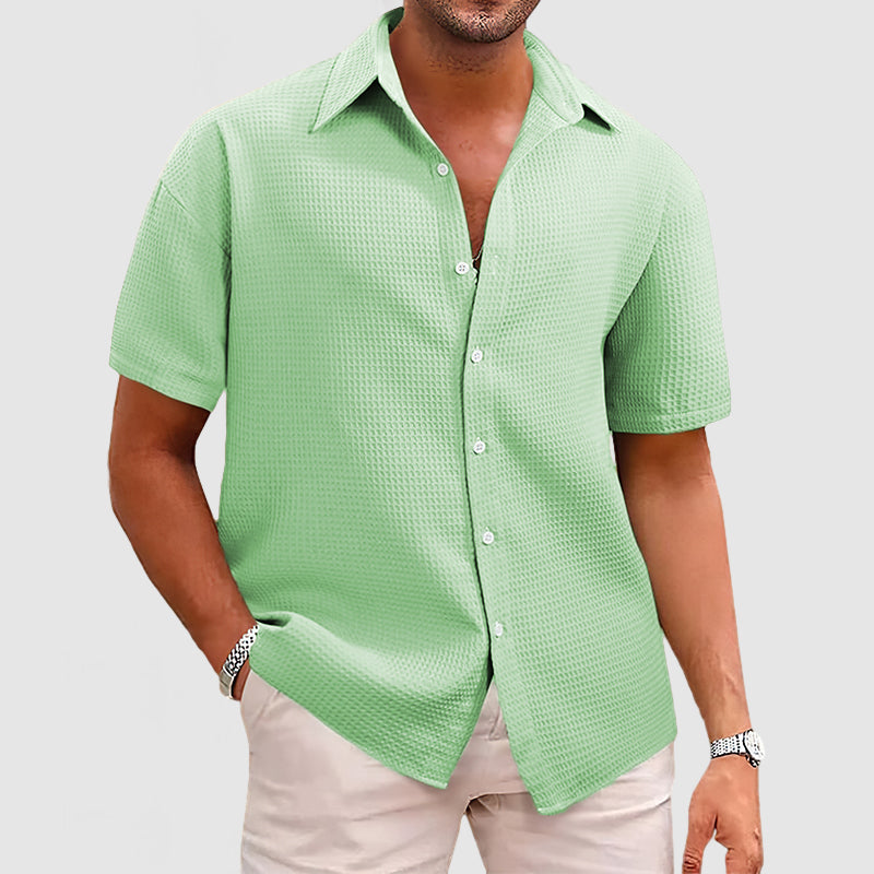 Men's short-sleeve shirt – Relaxed fit – Textured knit – Breathable fabric
