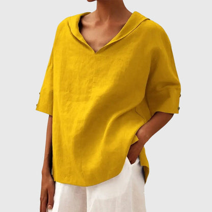 Linen V-Neck Blouse for Women – Breathable Everyday Comfort