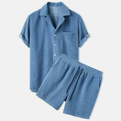 Men's shirt and shorts set – Relaxed fit – Breathable textured fabric