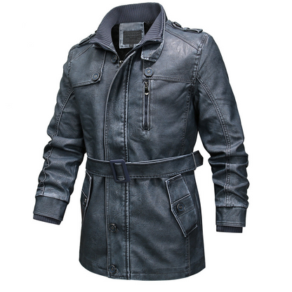 Manteau trench homme – Coupe régulière – Effet cuir vieilli – Doublure douce – Zip asymétrique